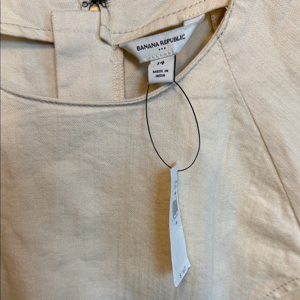 Banana Republic Size 14 Beige Long Sleeve 100% Cotton Y2K Dress New - Picture 3 of 5